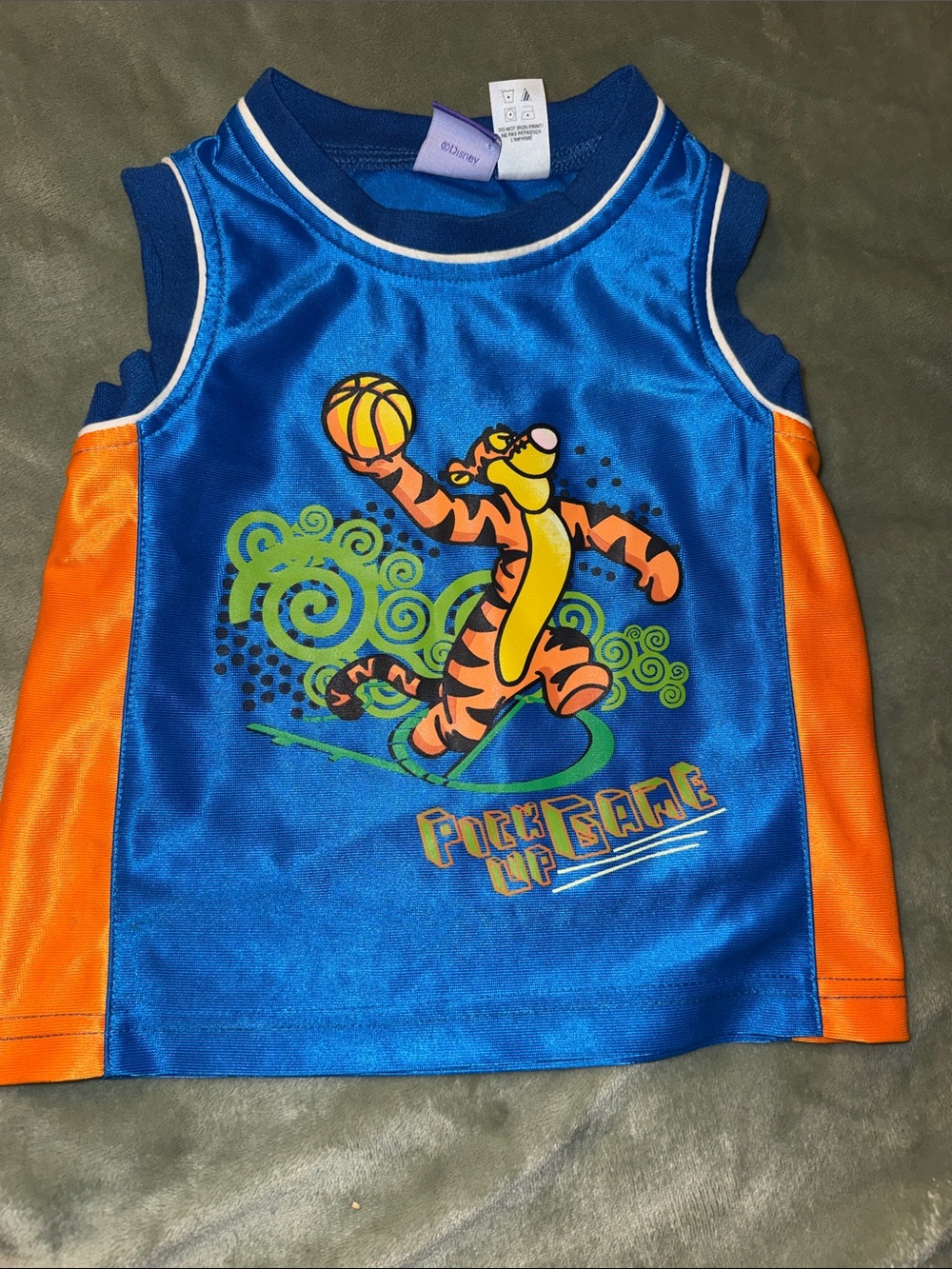 2T Disney vintage Tigger Basketball Tank Top - Bright Blue & Orange